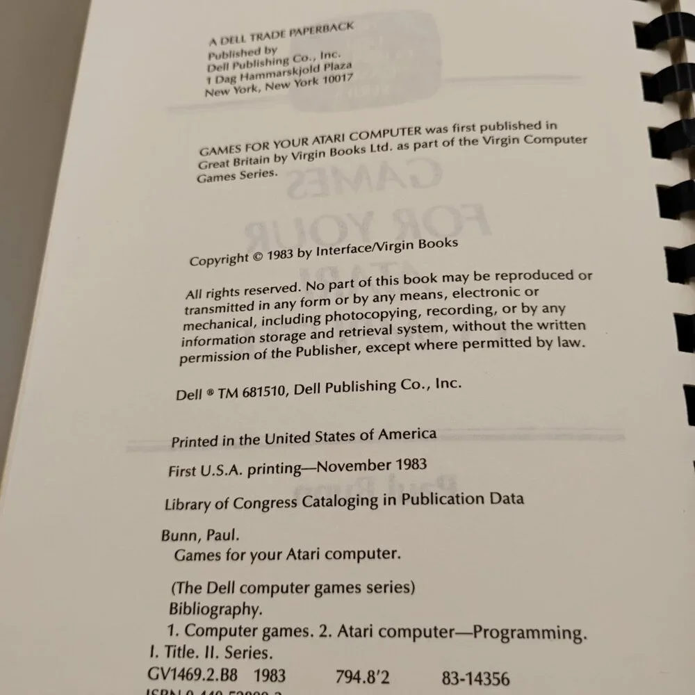 Games for Your Atari Computer Dell Computer Games Series programming book 1983